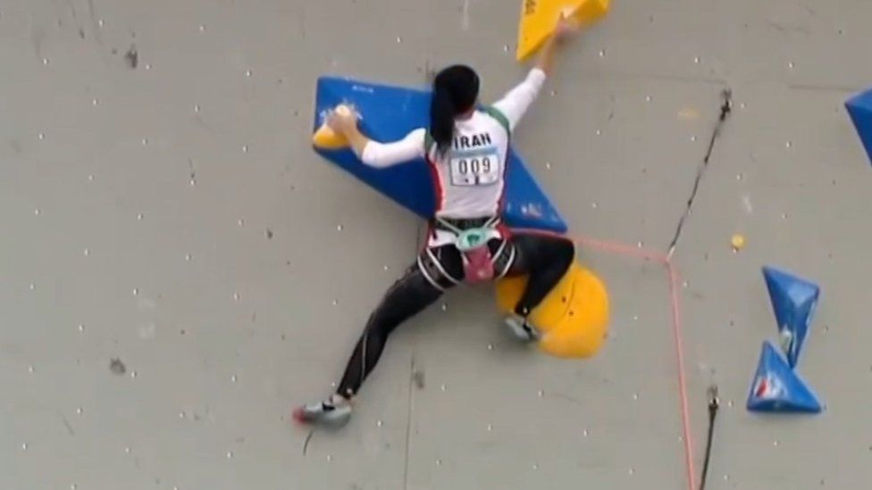 Iranian climber Elnaz Rekabi competes without a headscarf astatine  the IFSC Asian Championships successful  Seoul, South Korea, connected  16 October 2022