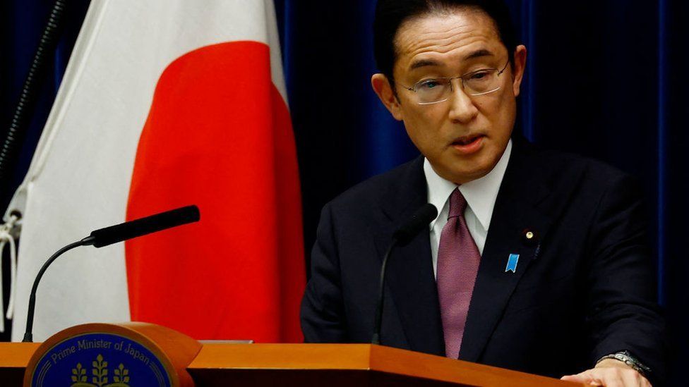 Japan's Prime Minister Fumio Kishida speaks at a news conference in Tokyo on March 3, 2022.