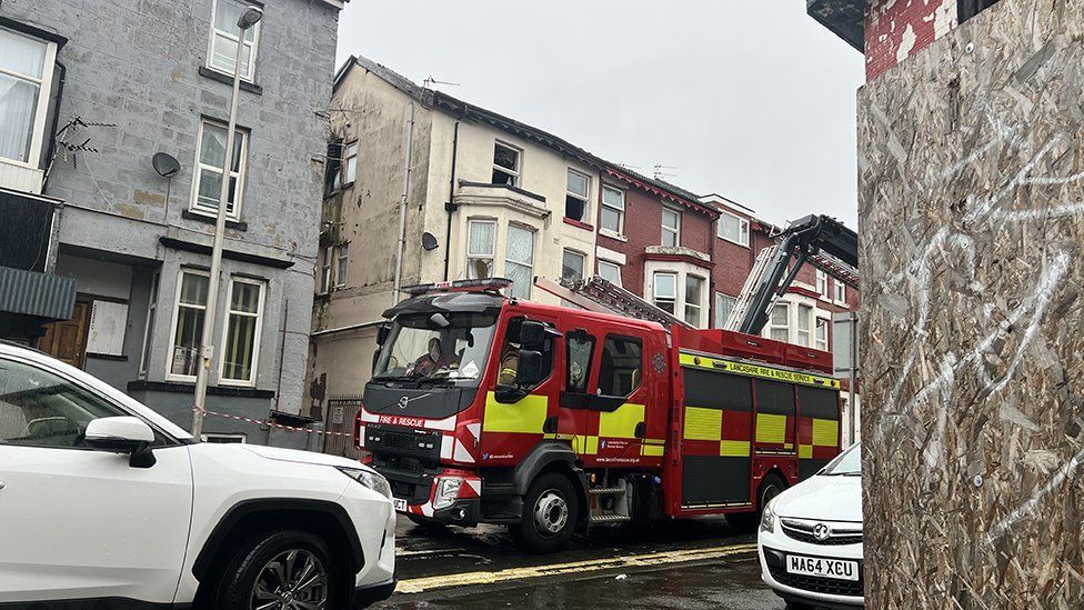 Fire engine on Havelock Street, Blackpool