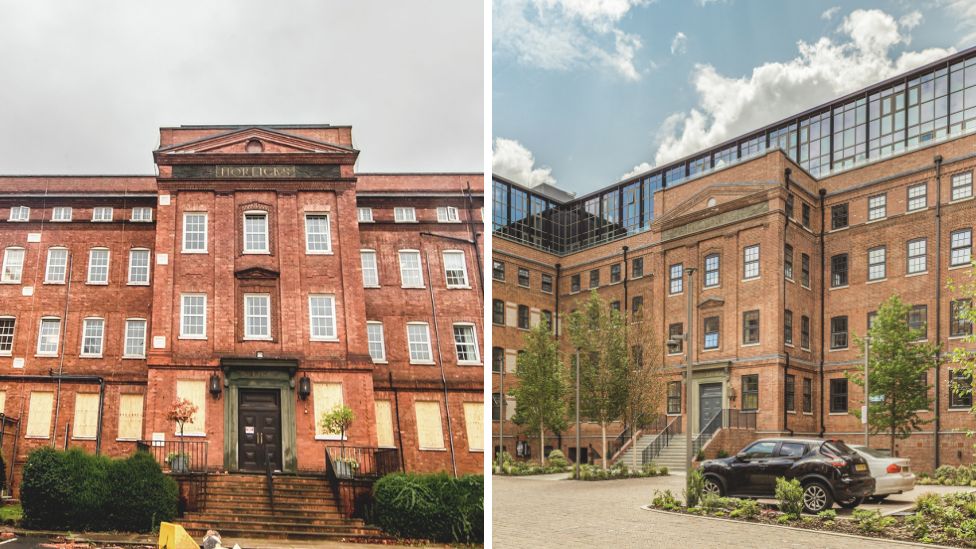 Before and after of the old Horlicks factory
