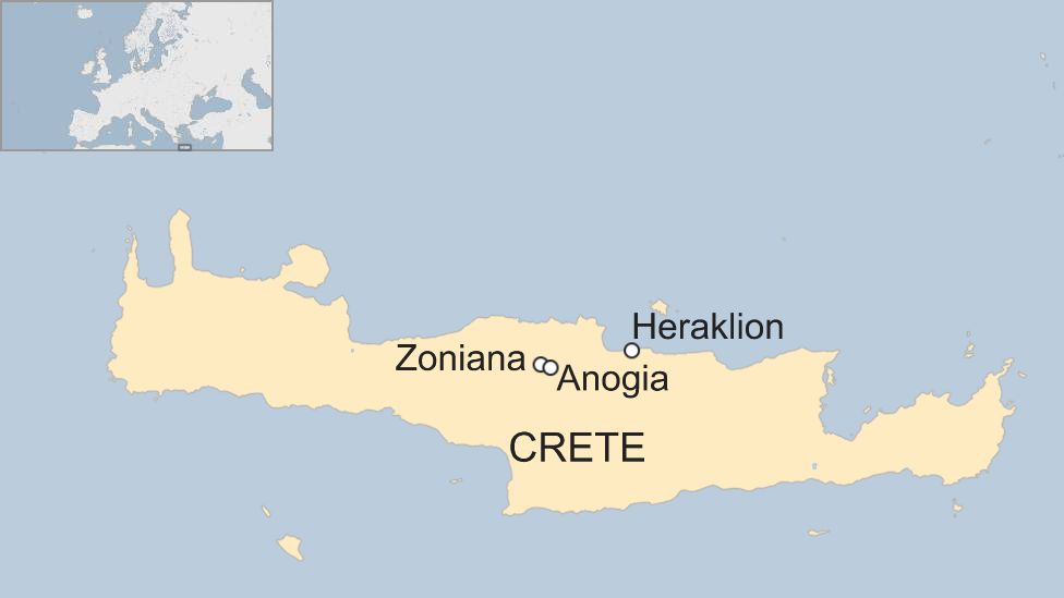 Map of the villages' location on Crete