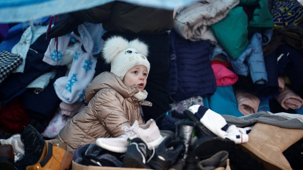 Child at temporary camp