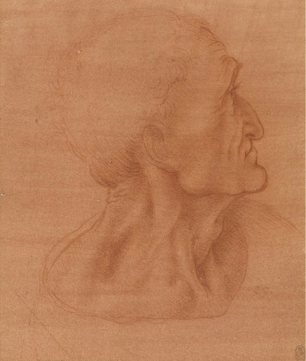Рисунок головы Иуды Леонардо да Винчи
