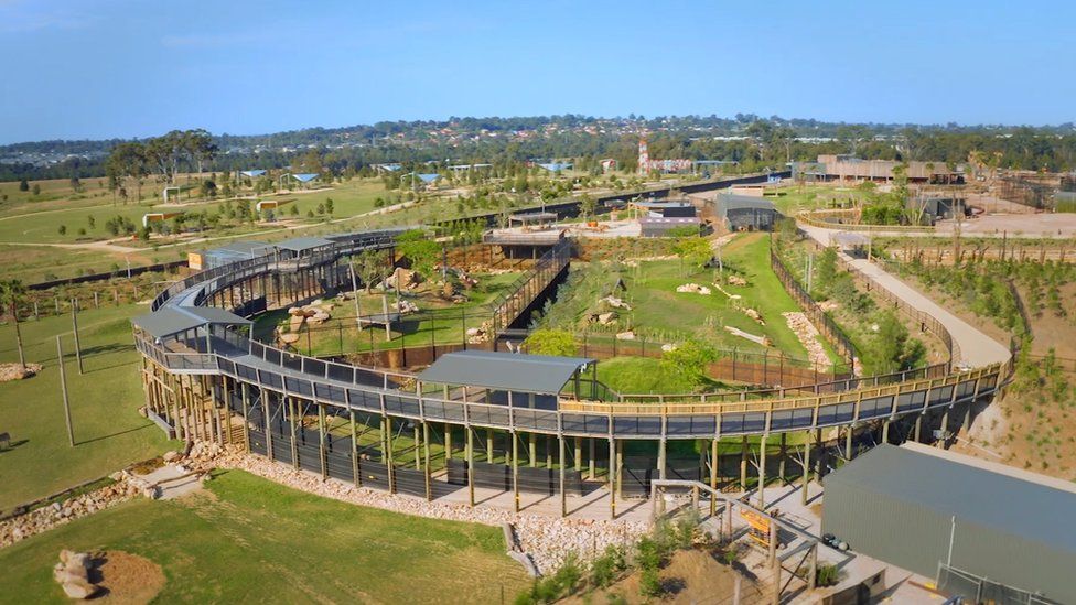 Aerial view of Sydney Zoo in the suburb of Bungarribee