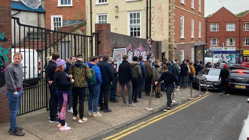 Banksy T-shirt queue in Stokes Croft, Bristol