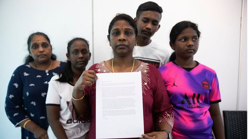 Family of Tangaraju Suppiah, Singapore death row convict, hold letter appealing for clemency.