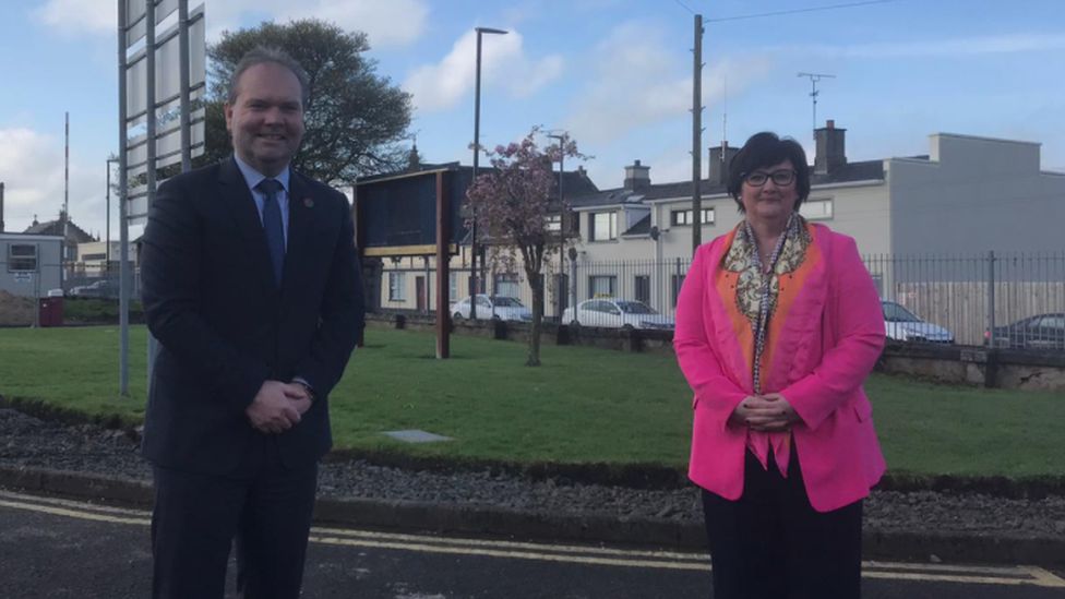 Principal of Limavady High School, Darren Mornin and Principal of St Mary's Limavady Rita Moore.