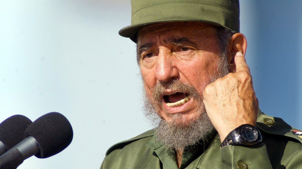 Cuban President Fidel Castro gestures during a speech Monday June 21,2004
