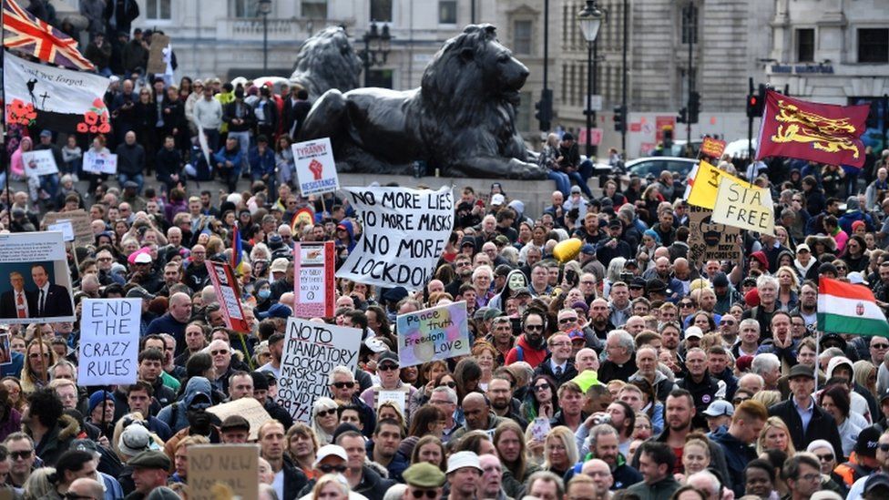 Protesters at Trafalgar Square