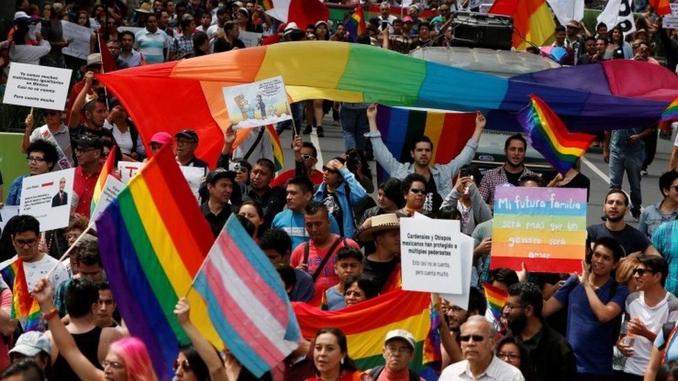 The LGBTI community and its supporters during a march in support of gay marriage, Mexico City, Mexico September 11, 2016.