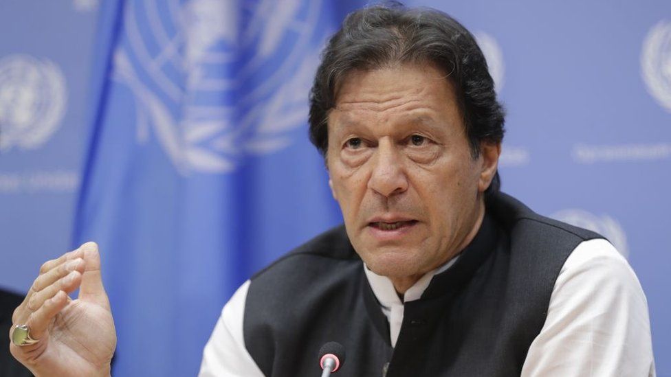 Prime Minister of Pakistan Imran Khan during the 74th Session of the General Assembly at the UN Headquarters in New York, City, New York, September 24, 2019.
