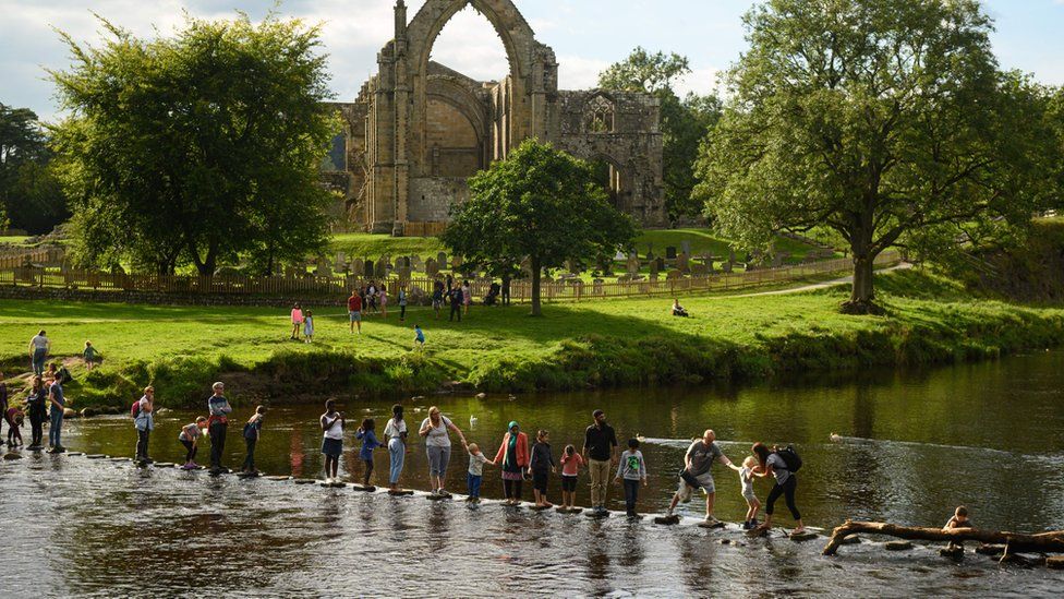 Stepping stones at Bolton Abbey in North Yorkshire