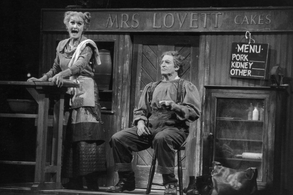 Sheila Hancock and Dennis Quilly in the musical Sweeney Todd by Stephen Sondheim
