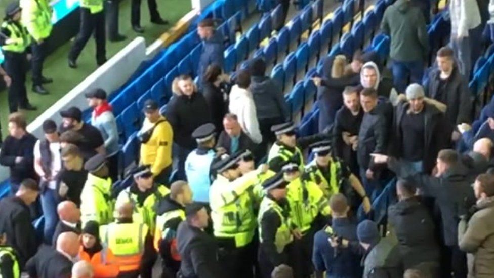 Police and fans at Leeds United v Birmingham City (19.10.19)