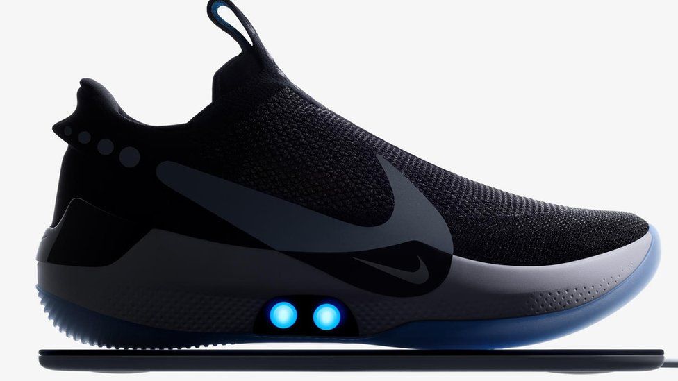 phone-controlled self-lacing trainers 