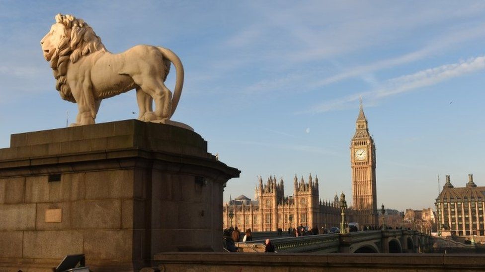 Statue of a lion near Parliament
