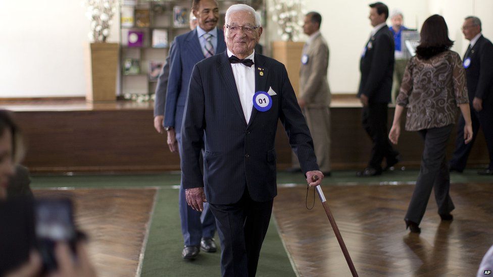 Abel Jose Nunes, 94, a contestant in Sao Paulo "Most Handsome Elderly Man"