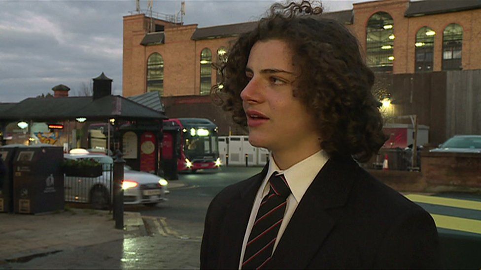 Youth council member outside Harrogate bus station