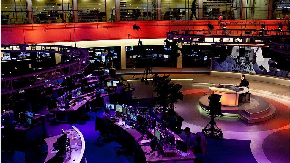 The broadcast center of the Al Jazeera English news channel