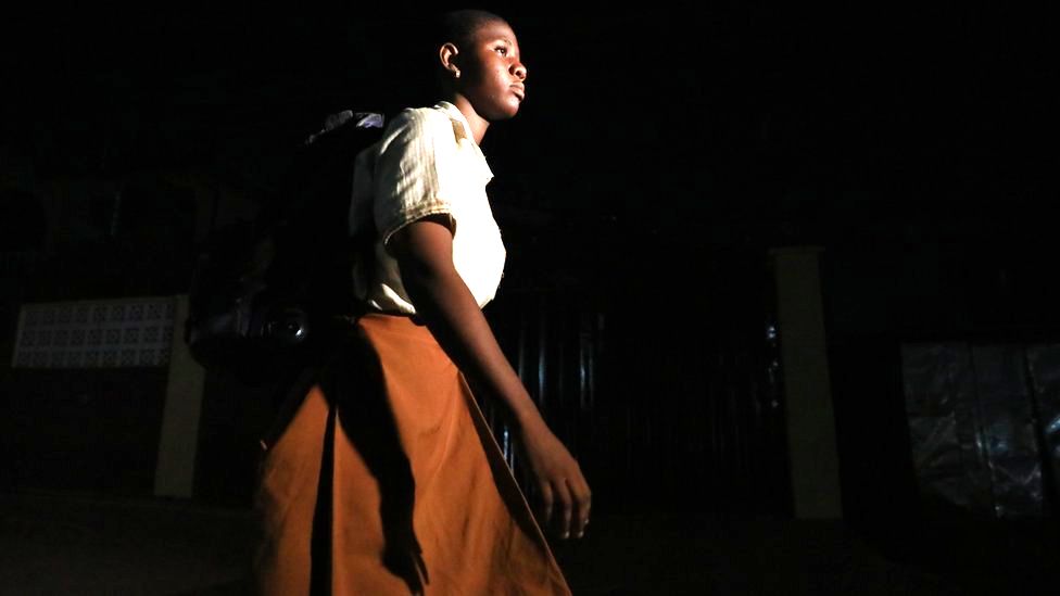 Schoolgirl Oluwapelumi Ogebere on the way to school in Lagos, Nigeria