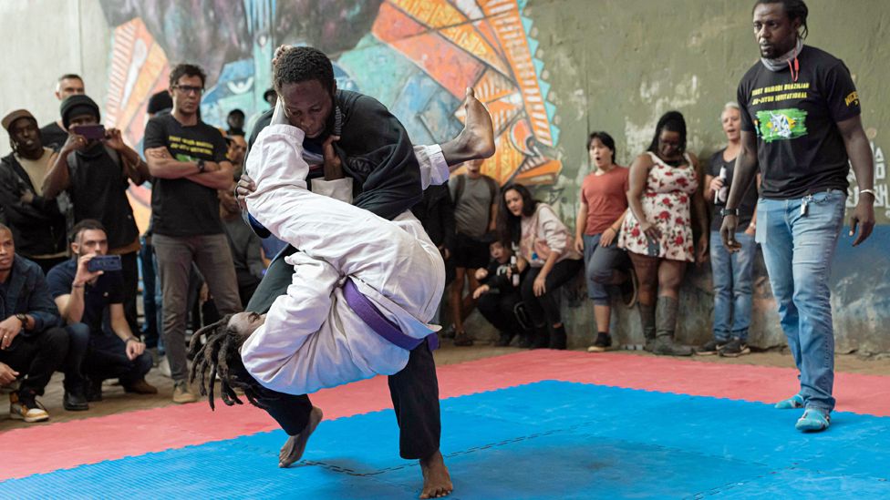 Athletes compete during a Brazilian jiu-jitsu tournament in Nairobi, Kenya - Saturday 11 June 2023