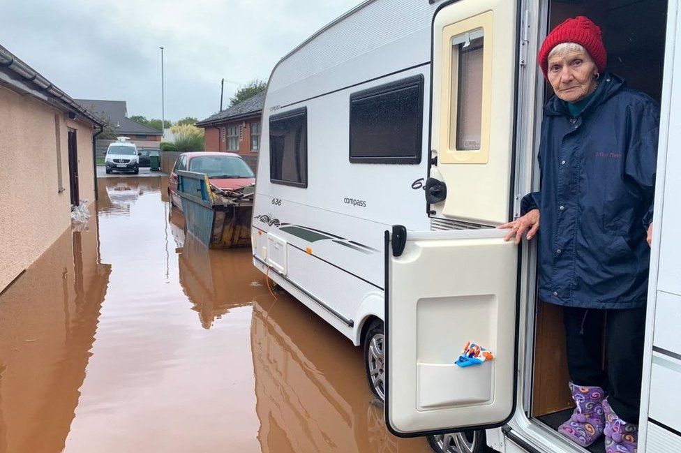 A woman has been forced to live in a caravan