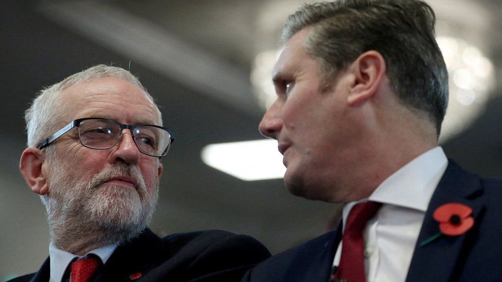 Jeremy Corbyn and with his shadow Brexit secretary Keir Starmer