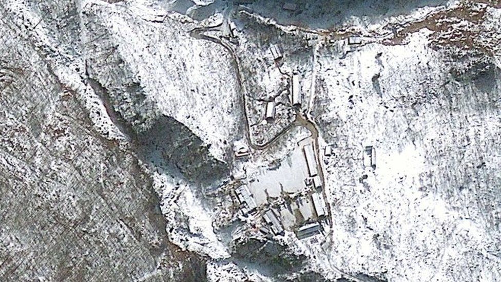 This GeoEye Satellite Image captured January 23, 2013 shows the Punggye-ri nuclear test facility in North Korea.