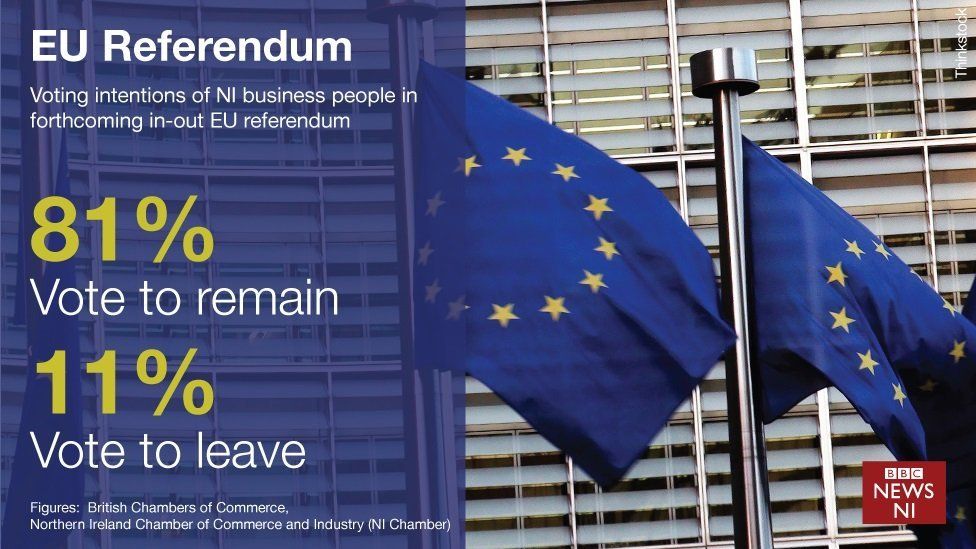The Northern Ireland Chamber of Commerce says 81% of businesspeople would vote to stay in the EU
