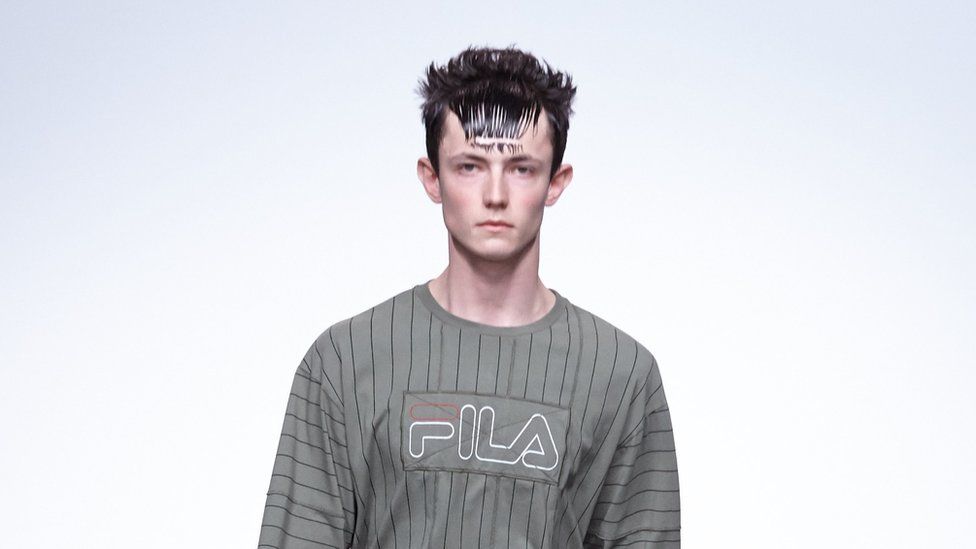 A catwalk shot of Liam's collaboration with FILA