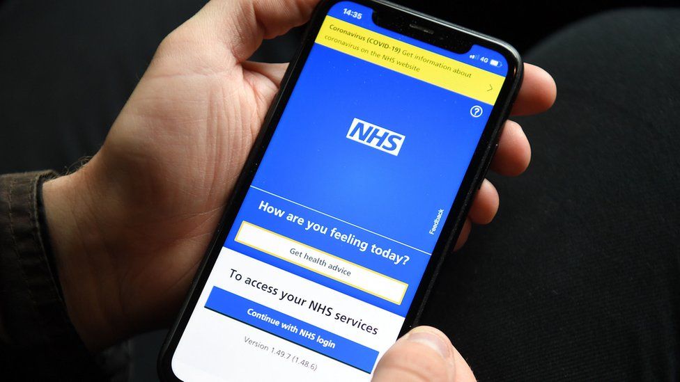 NHS app on a phone