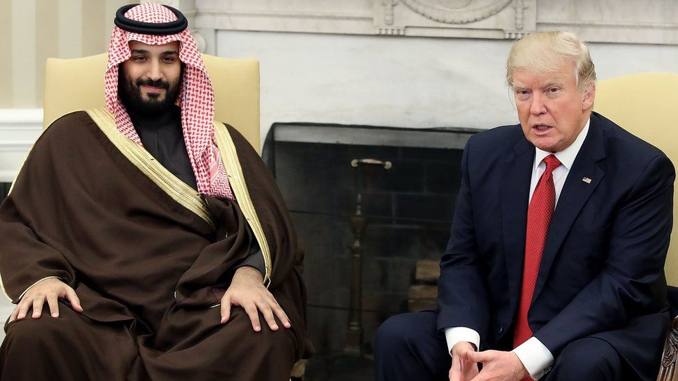 US President Donald Trump meets Saudi Prince Mohammed bin Salman at the White House (14 March 2017)