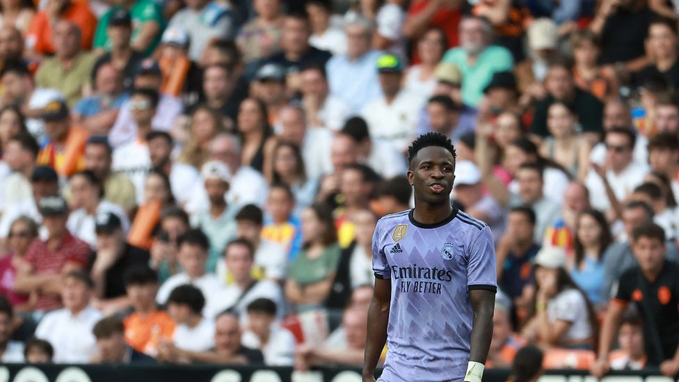 Vinicius Junior during the La Liga match between Valencia CF and Real Madrid CF at the Mestalla stadium in Valencia on 21 May