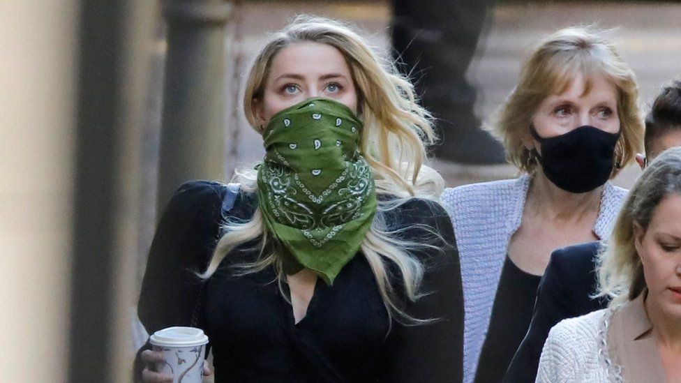 Amber Heard arrives at the High Court on Friday
