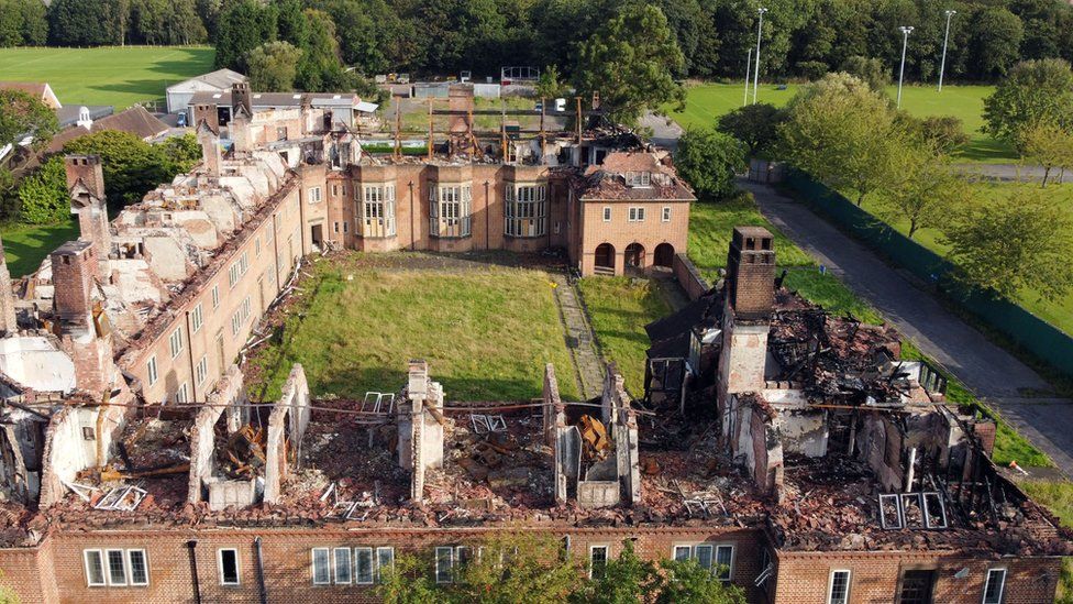 Henderson Old Hall, in High Heaton, following the fire in June