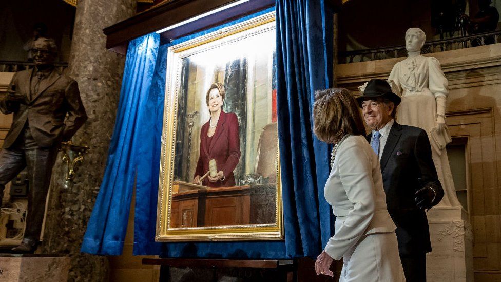 the Pelosis were in Washington for the unveiling of Mrs Pelosi's portrait during Wednesday's hearing