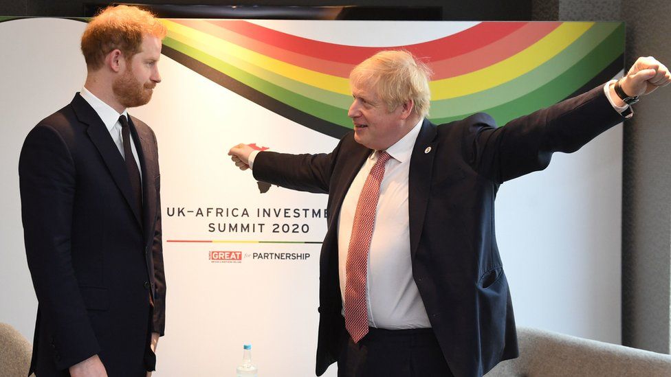 The Duke of Sussex and Boris Johnson at the UK-Africa Investment Summit