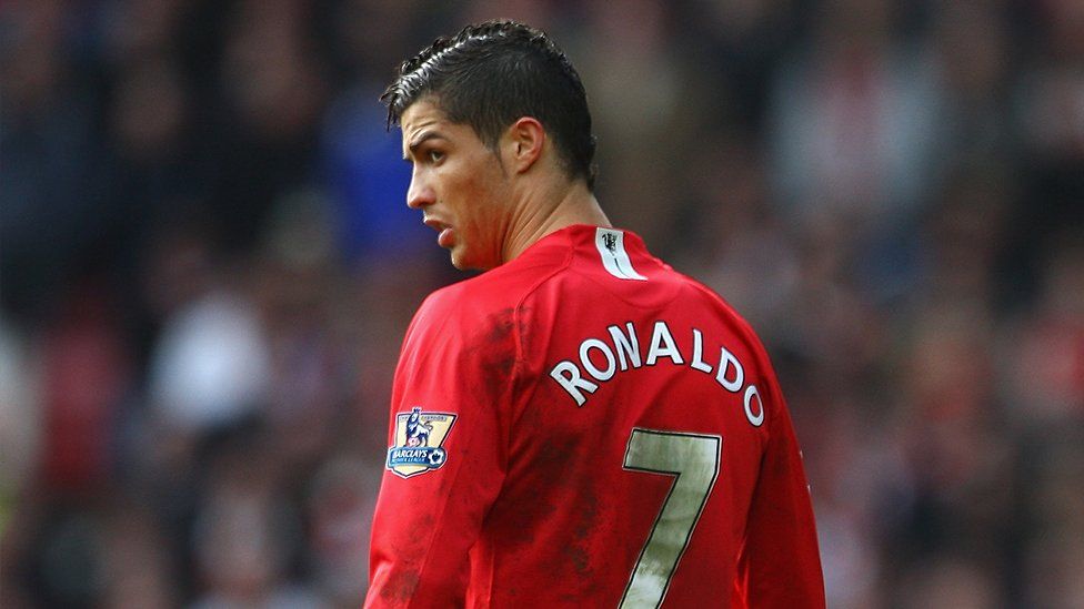 Ronaldo in the Man Utd number 7 shirt