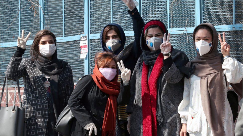 Tehran girls in masks