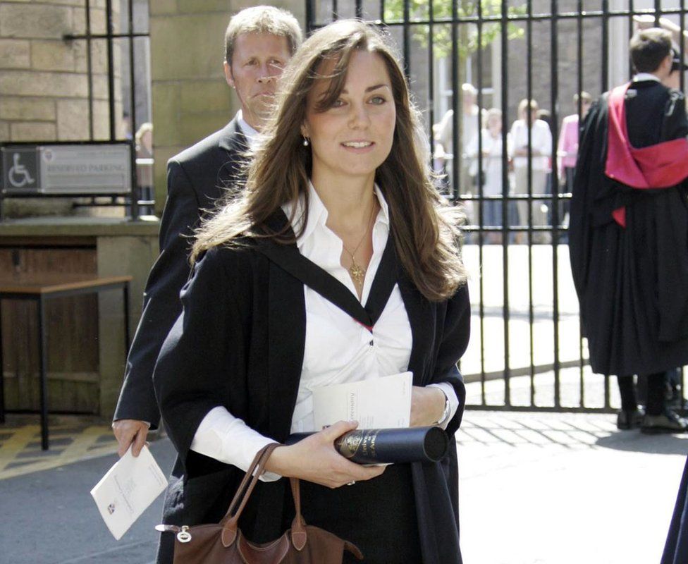 Kate Middleton during her graduation ceremony at St Andrews, on 23 June 2005