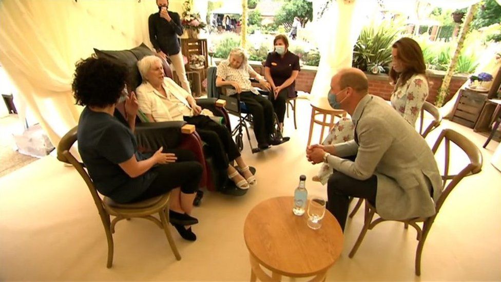 Duke and Duchess of Cambridge speaking to care home residents