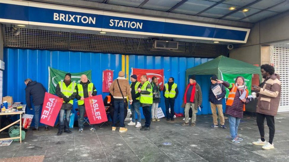 Aslef members outside Brixton station