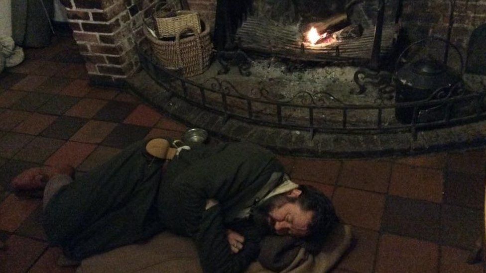Sleeping in front of the fire