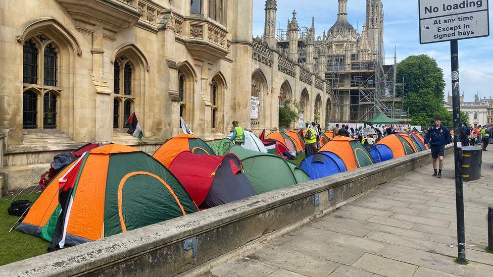 Tents outside King's College, Cambridge