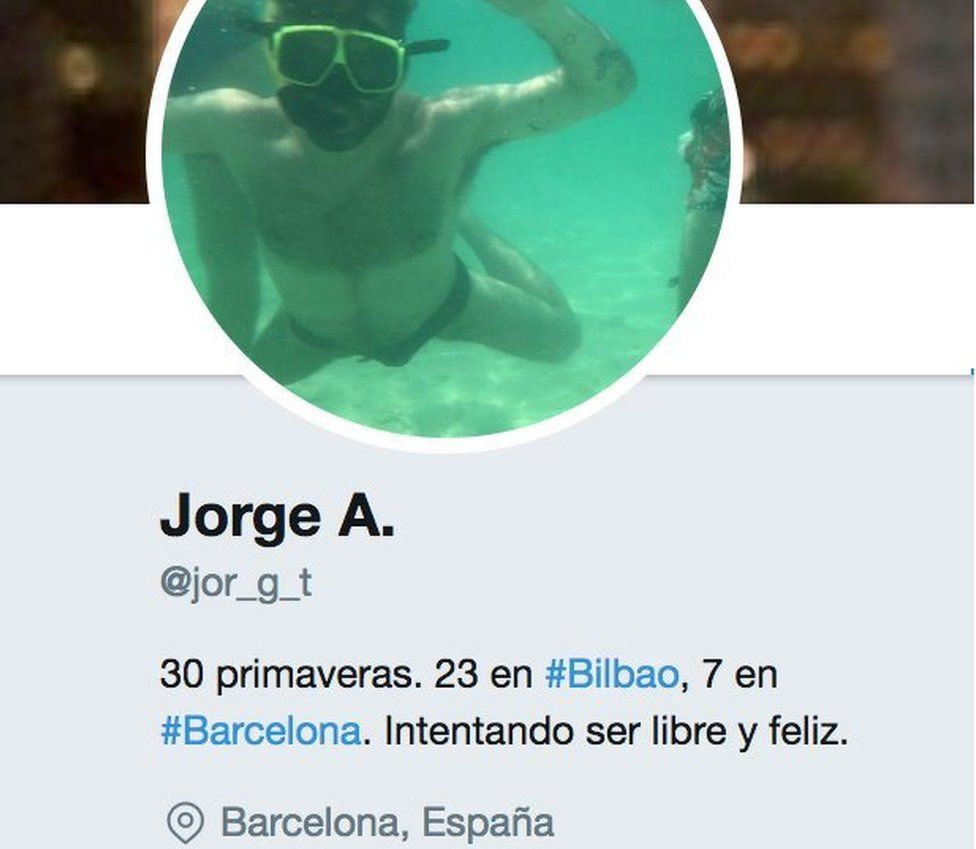 The Twitter profile of the "victim" Jorge, as created by Modesto García