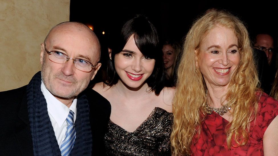 Lily Collins with parents Phil Collins and Jill Tavelman