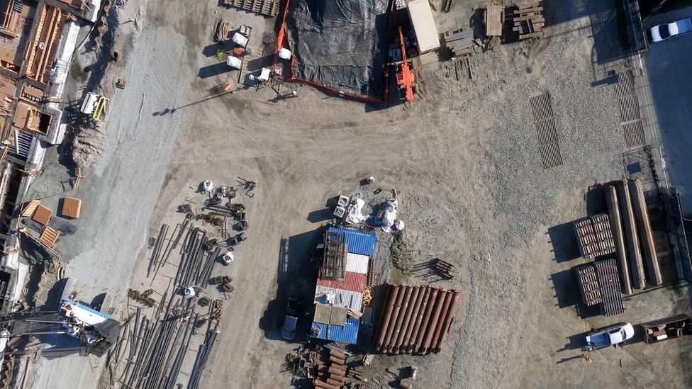 Drone view of a building site
