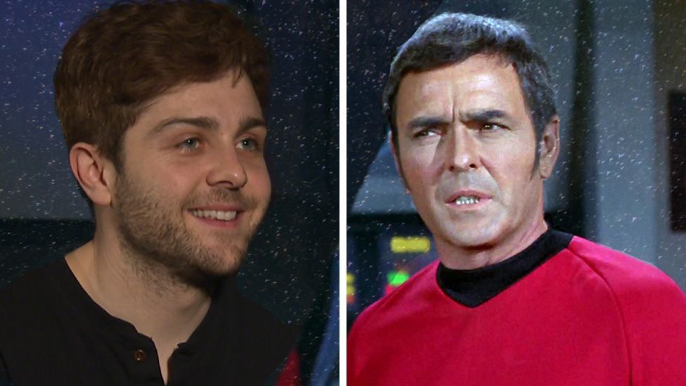 Martin Quinn and James Doohan as Scotty from Star Trek