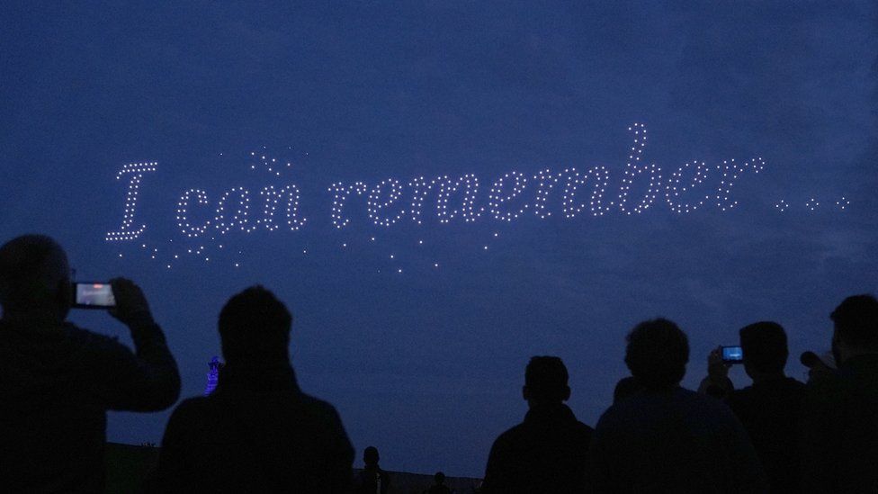 Drones spell out "I can remember"