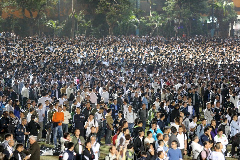 Picture of police demonstration on 22 February 2017 in Hong Kong.